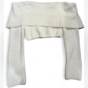 Off-Shoulder White Cropped Sweater